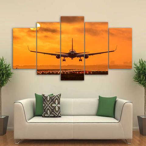 Sunset Airplane Take Off – Airplane Canvas Wall Art