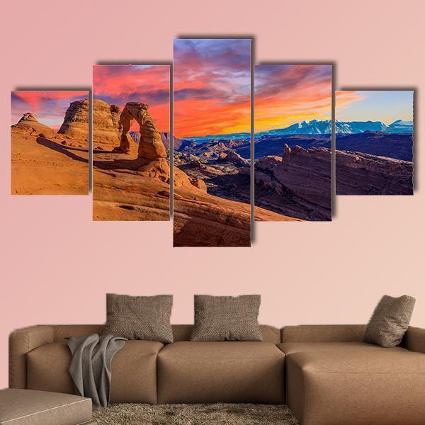 Sunset At Arches National Park In Utah – Nature Canvas Wall Art
