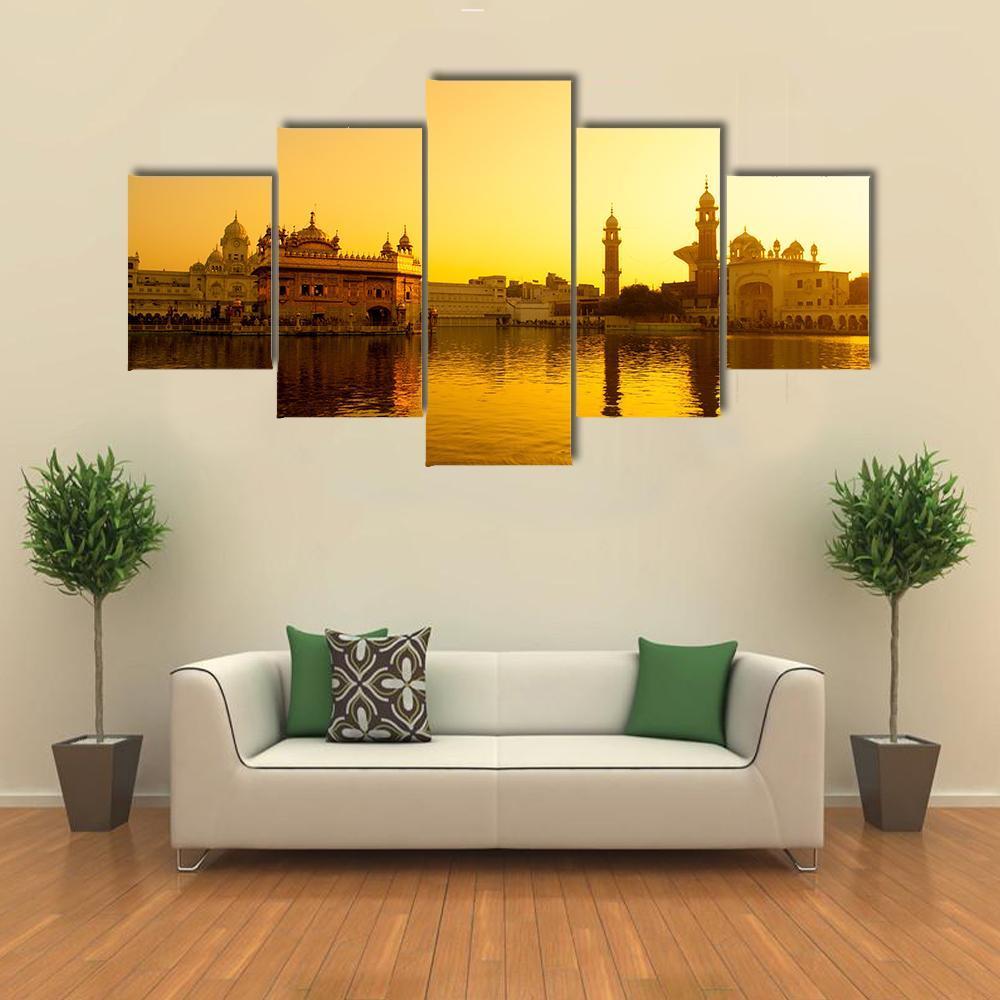 Sunset At Golden Temple In India – Nature Canvas Wall Art