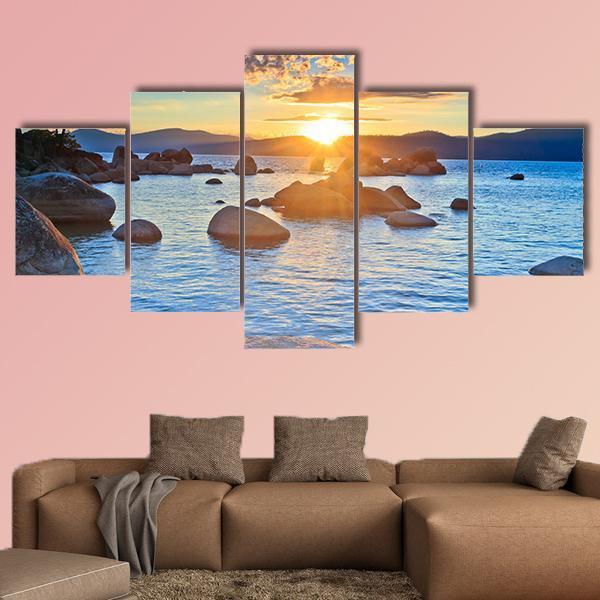 Sunset At Lake Tahoe – Nature Canvas Wall Art