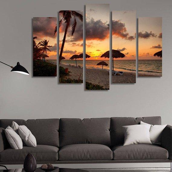 Sunset Beach 02 – Space Canvas Wall Art