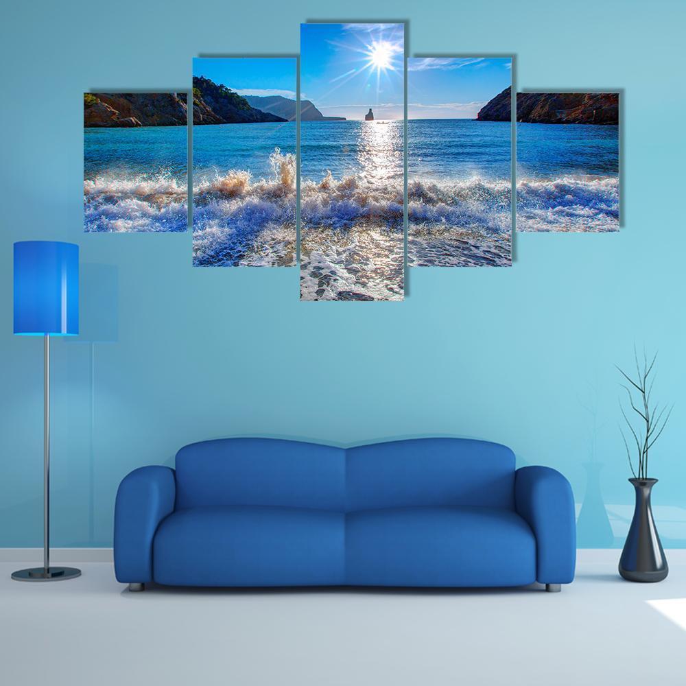 Sunset Beach In San Juan At Balearic Islands – Nature Canvas Wall Art