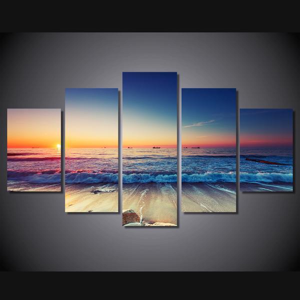 Sunset Beach Ocean Landscape – Nature Canvas Wall Art