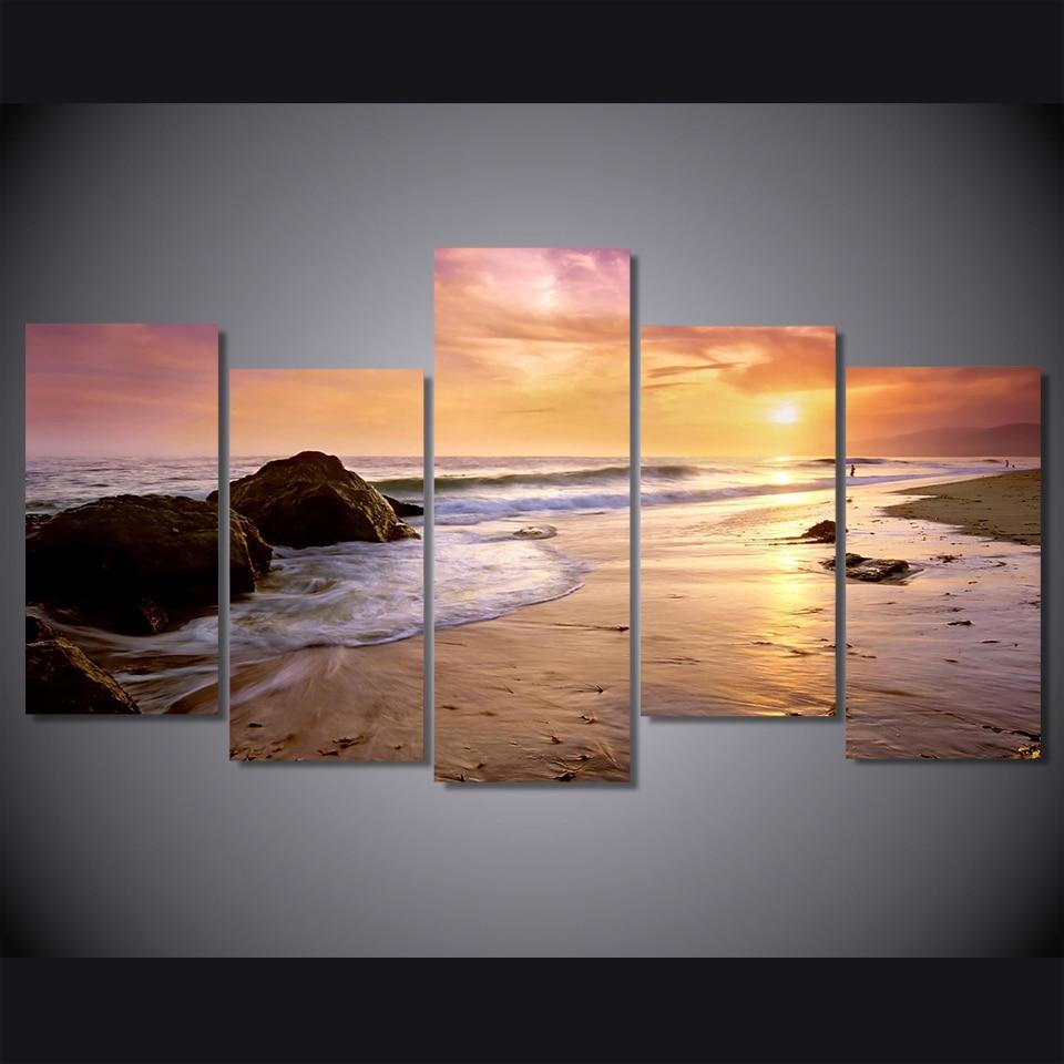 Sunset Beach Scenery 01 – Space Canvas Wall Art