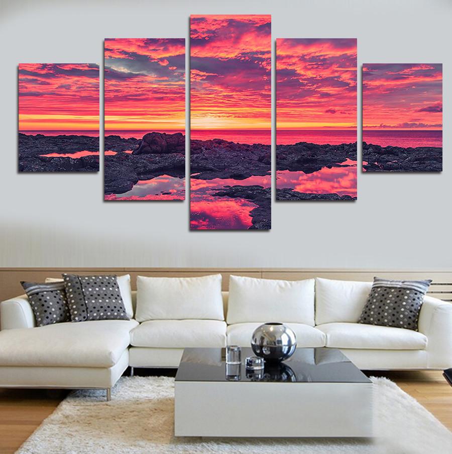 Sunset By The Beach – Nature Canvas Wall Art