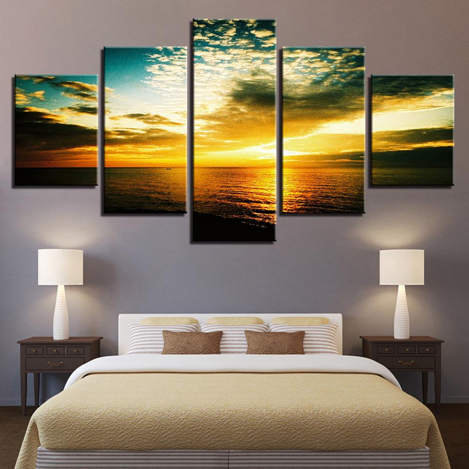 Sunset Calm Waves Seascape – Nature Canvas Wall Art