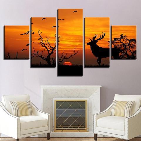 Sunset Deer 1 – Animal Canvas Wall Art