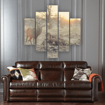 Sunset Deer – Animal Canvas Wall Art