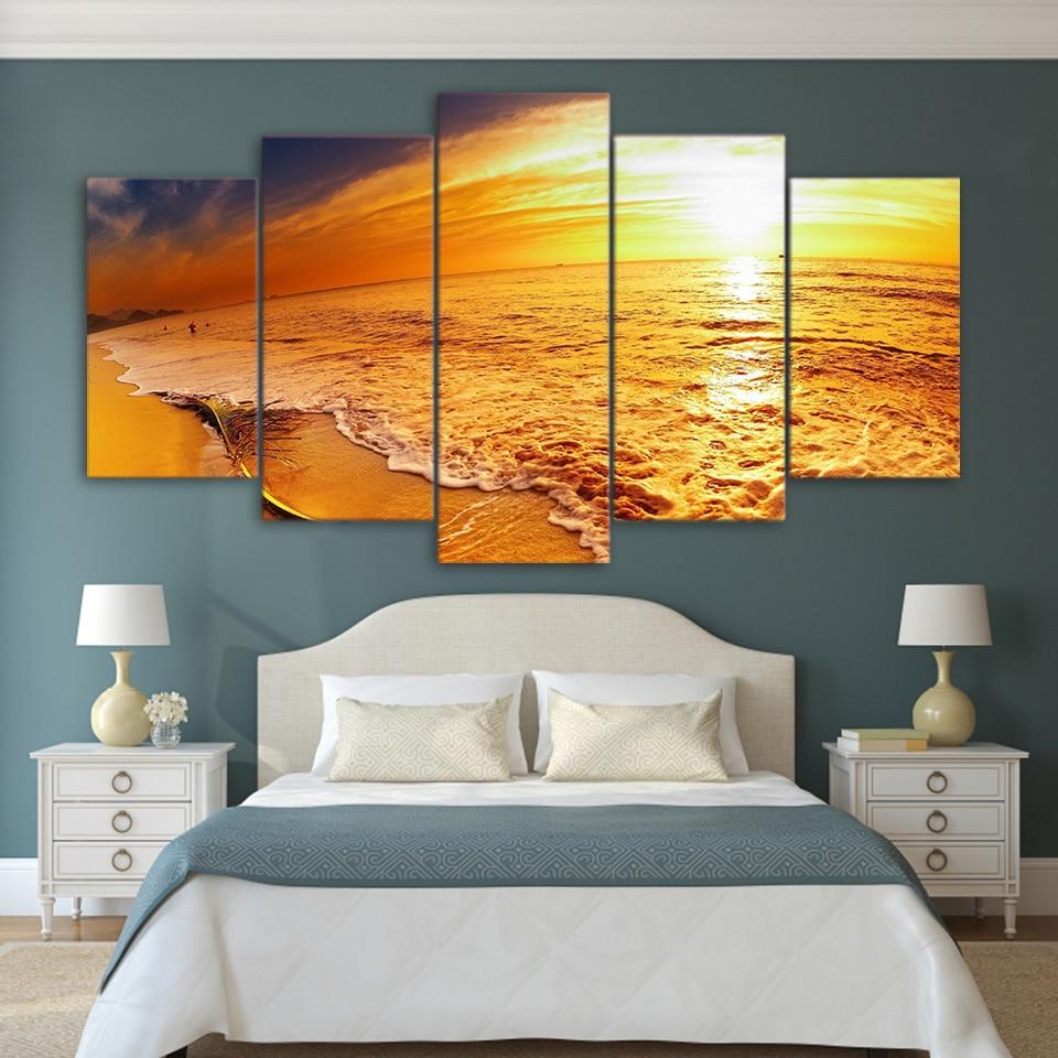 Sunset Dusk Sea Beach Waves – Space Canvas Wall Art