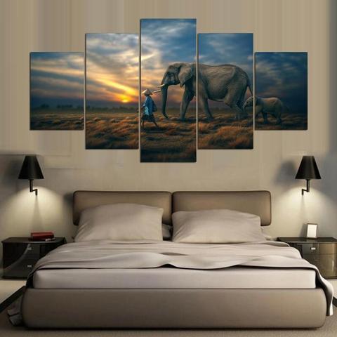Sunset Elephant – Animal Canvas Wall Art