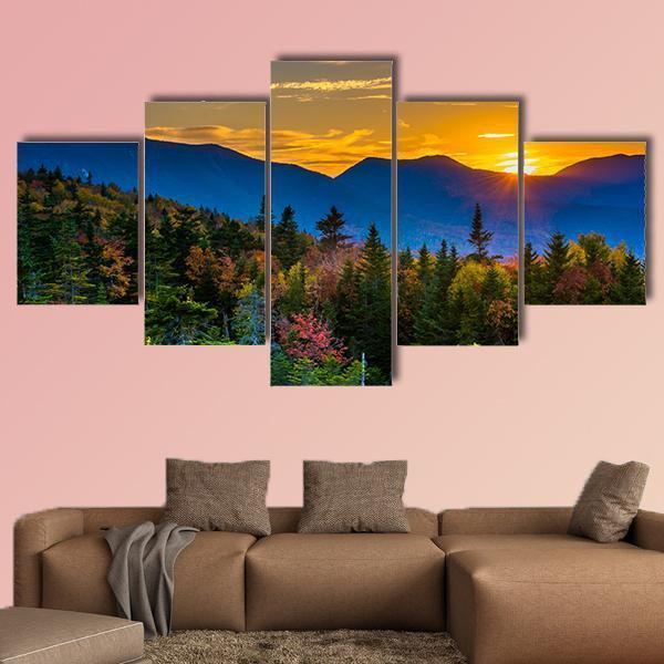 Sunset From Kancamagus Pass Mountain – Nature Canvas Wall Art