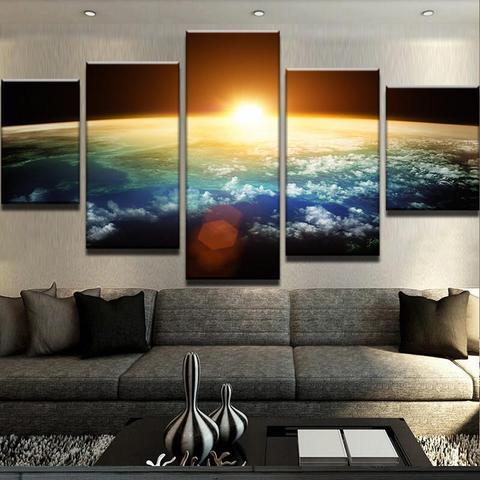 Sunset From Outer Space – Nature Canvas Wall Art