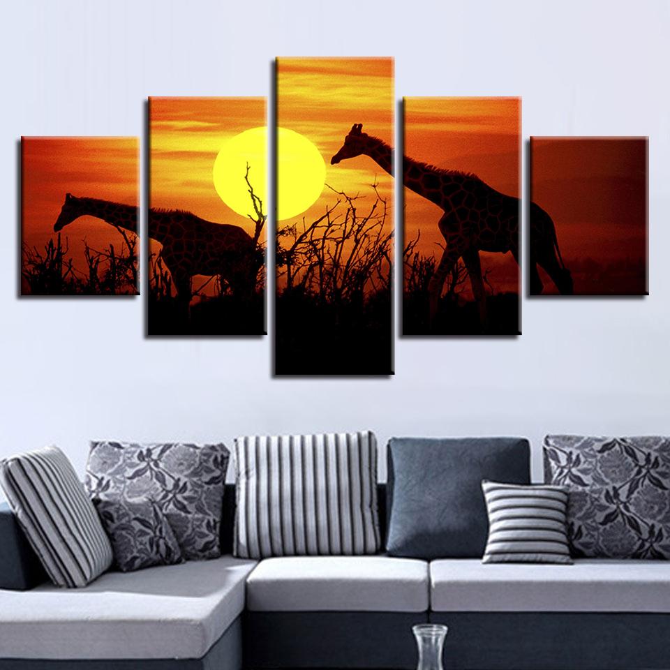 Sunset Giraffe 5 – Animal Canvas Wall Art