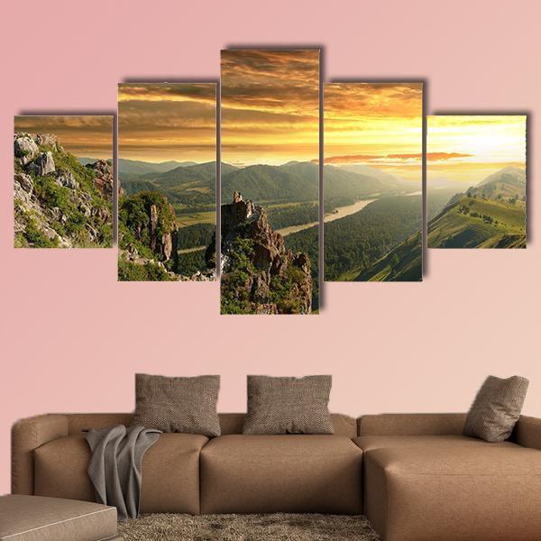 Sunset In The Altai Mountains – Nature Canvas Wall Art