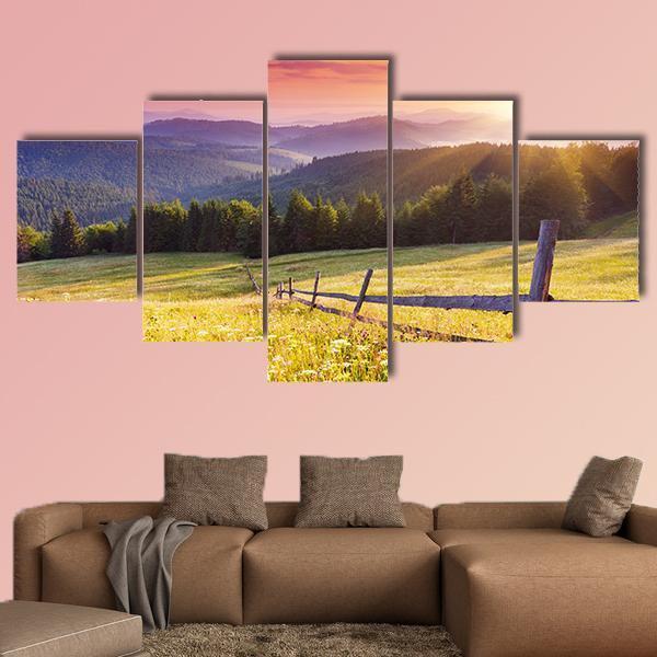 Sunset In The Mountains Landscape – Nature Canvas Wall Art