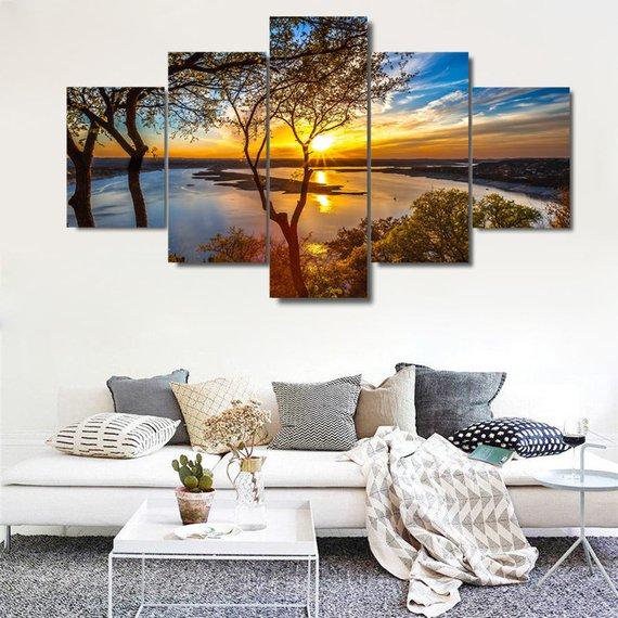 Sunset In The River Large – Nature Canvas Wall Art