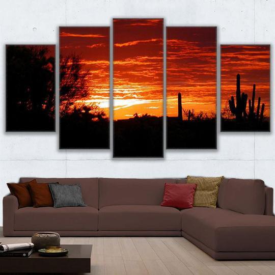 Sunset In The Sonoran Desert – Nature Canvas Wall Art