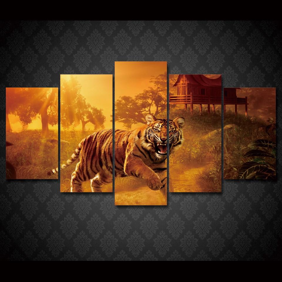 Sunset Jungle Tigers – Animal Canvas Wall Art