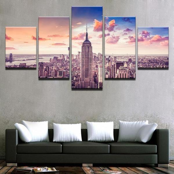 Sunset New York City Cityscape – Nature Canvas Wall Art
