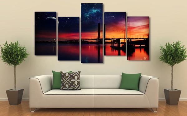 Sunset Night Bridge 02 – Nature Canvas Wall Art
