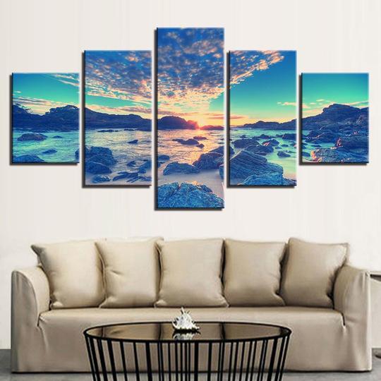 Sunset On A Rocky Shore – Space Canvas Wall Art