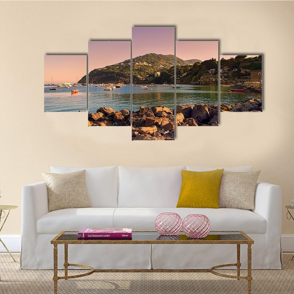 Sunset On Coast Of Ischia Island – Nature Canvas Wall Art