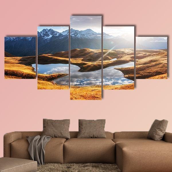 Sunset On Mountain Lake Koruldi – Nature Canvas Wall Art