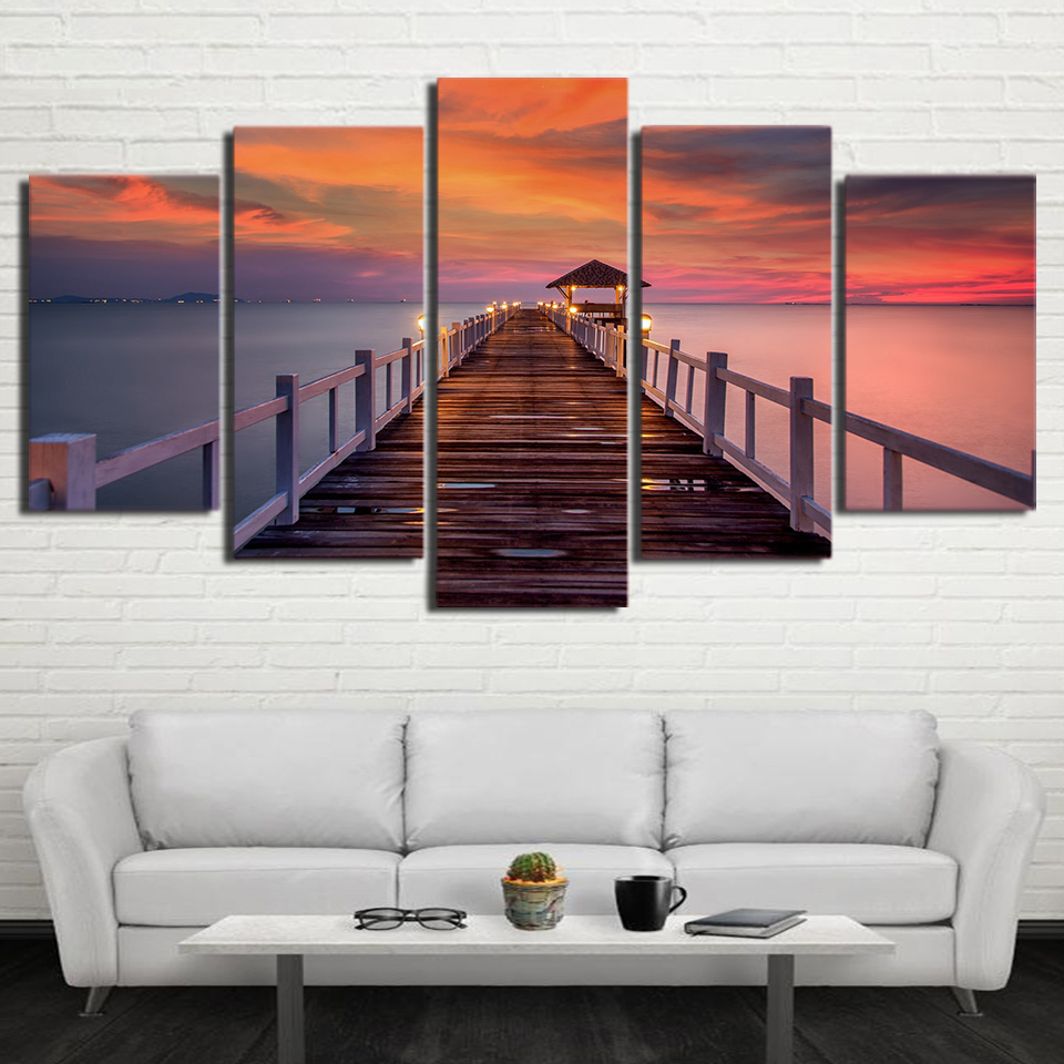 Sunset On The Jetty – Nature Canvas Wall Art