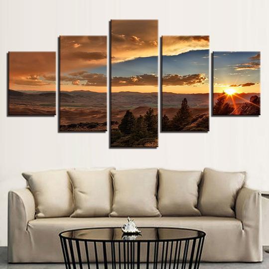 Sunset Over Snowy Mountains – Nature Canvas Wall Art