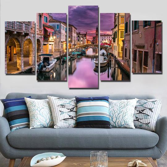 Sunset Over The Canal Venice Italy – Nature Canvas Wall Art
