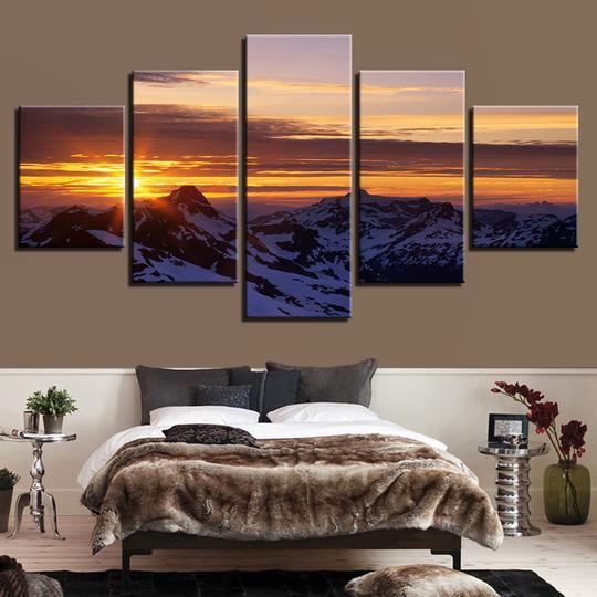 Sunset Over The Mountains – Nature Canvas Wall Art