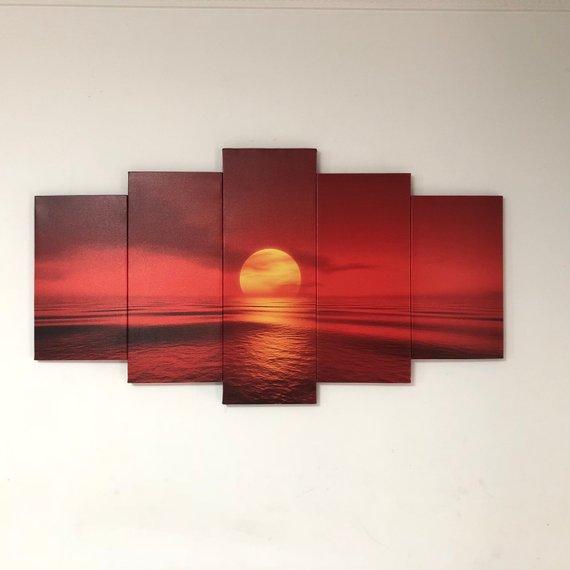 Sunset Red Sun Sea Natural Landscape 1 – Nature Canvas Wall Art