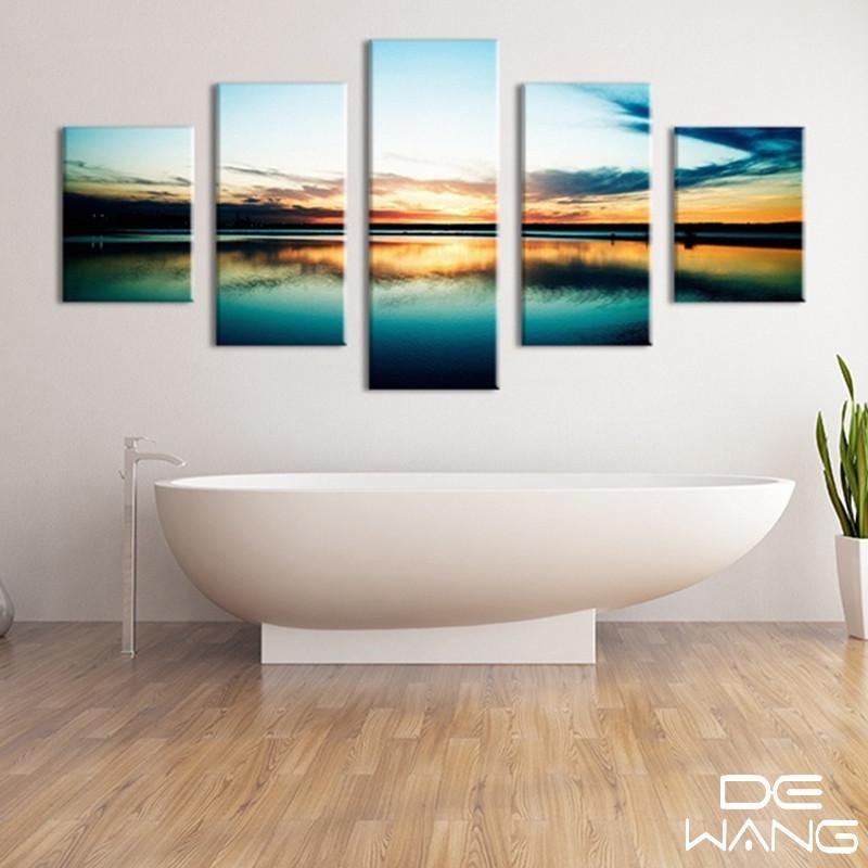 Sunset Seascape Teal – Space Canvas Wall Art