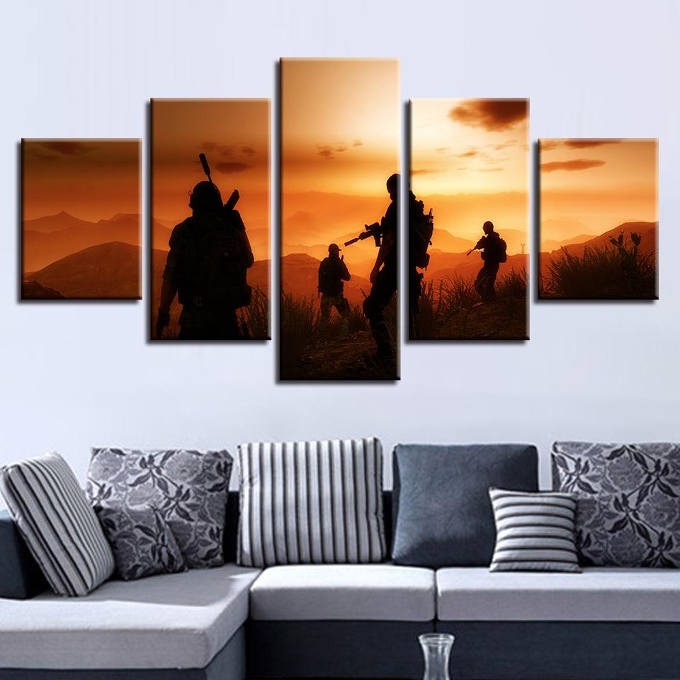 Sunset Silhouette Of The Great Soldiers – Army Canvas Wall Art