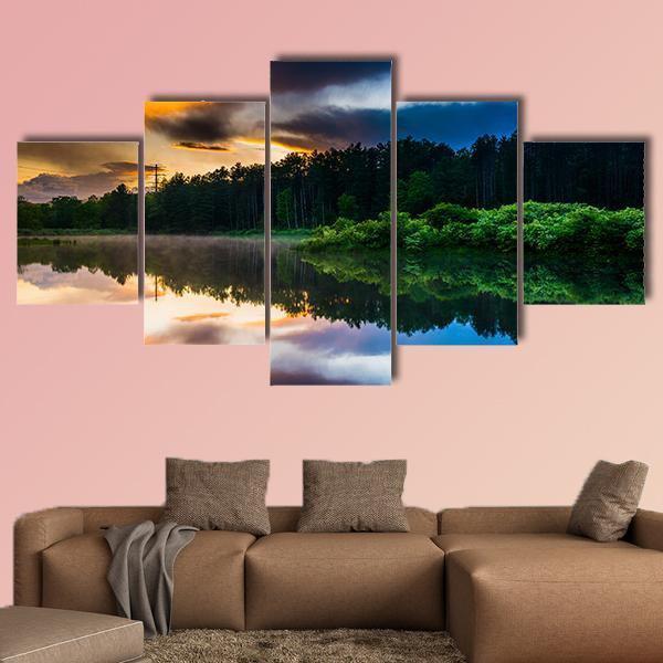 Sunset Sky Reflecting In A Pond – Nature Canvas Wall Art