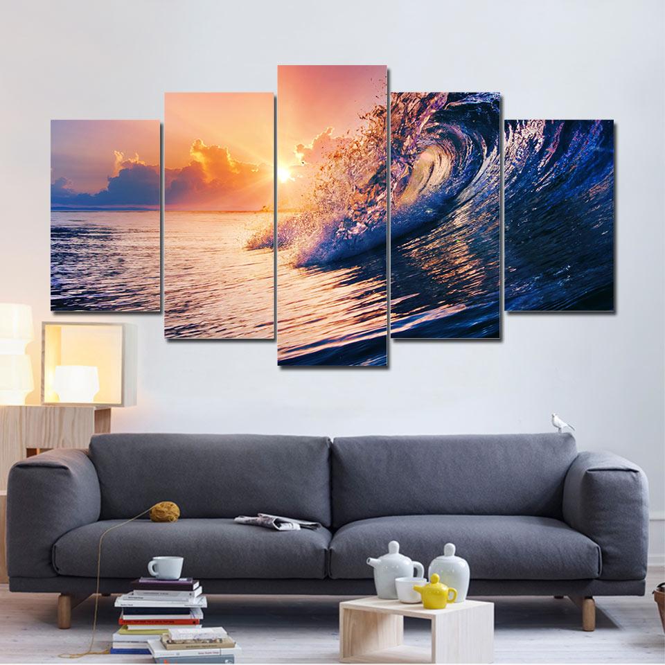 Sunset Spray Seascape – Space Canvas Wall Art