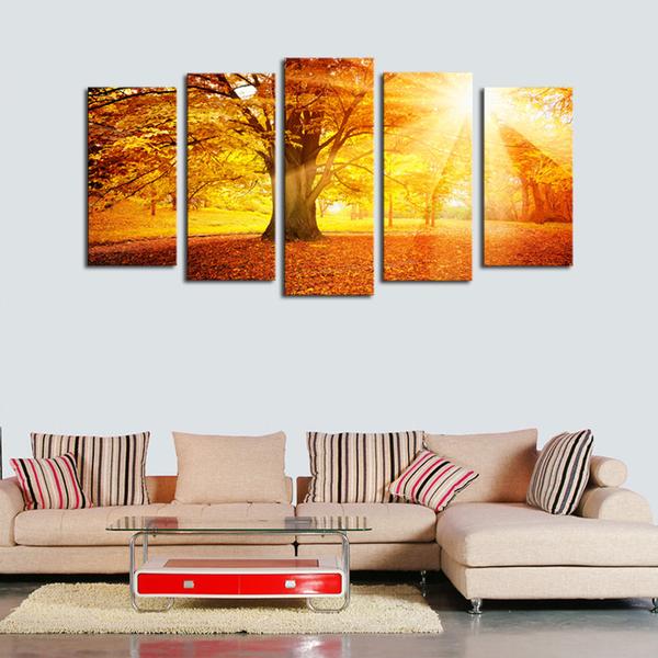 Sunset Sunrise In The Forest – Nature Canvas Wall Art