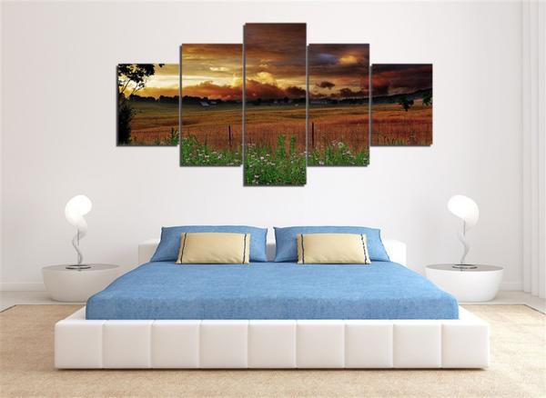Sunset Sunrise On Farm – Nature Canvas Wall Art