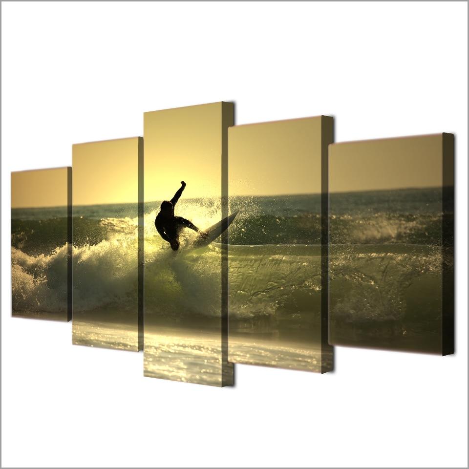 Sunset Surf Waves 01 – Sport Canvas Wall Art