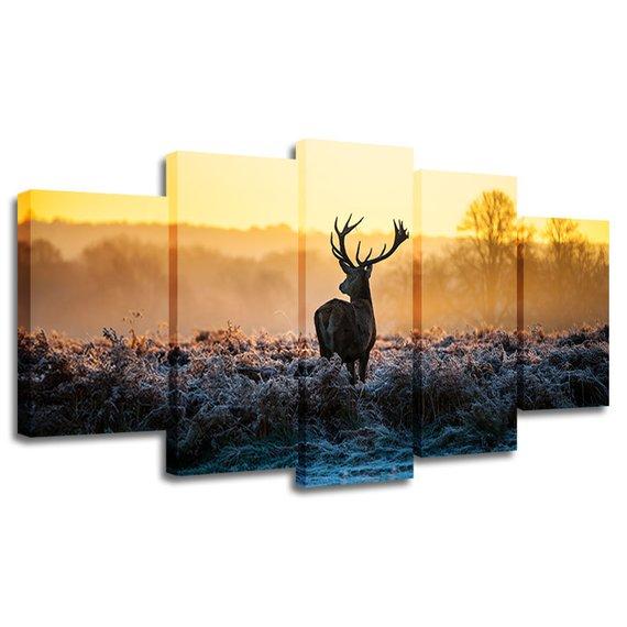 Sunset White-Tailed Deer – Animal Canvas Wall Art