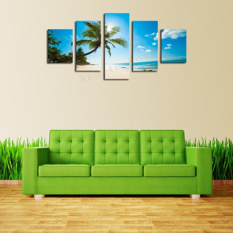 Sunshine Beach And Coconut Trees – Nature Canvas Wall Art