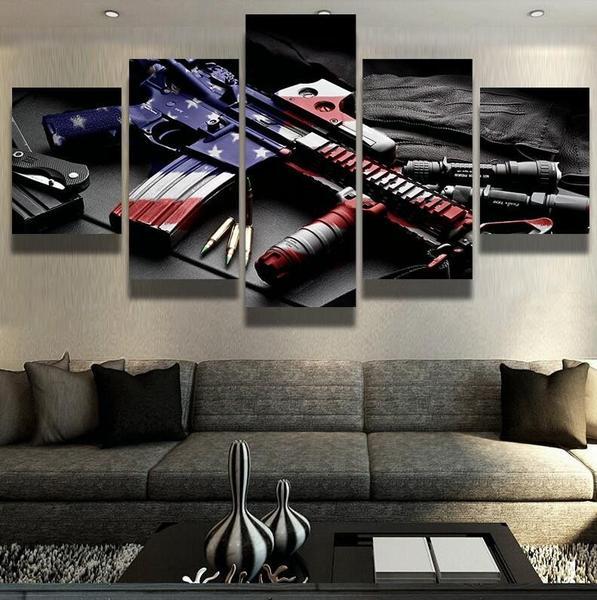 Support 2Nd Amendment With American Flag – Army Canvas Wall Art