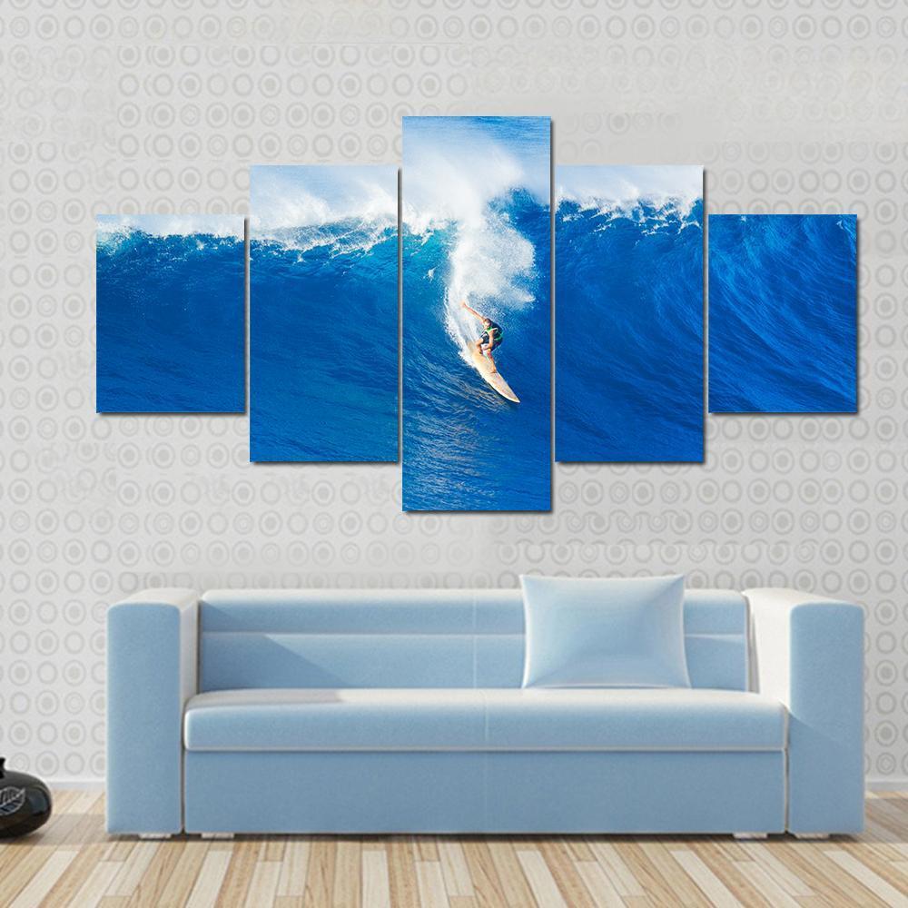 Surfer Riding In Ocean Wave – Sport Canvas Wall Art
