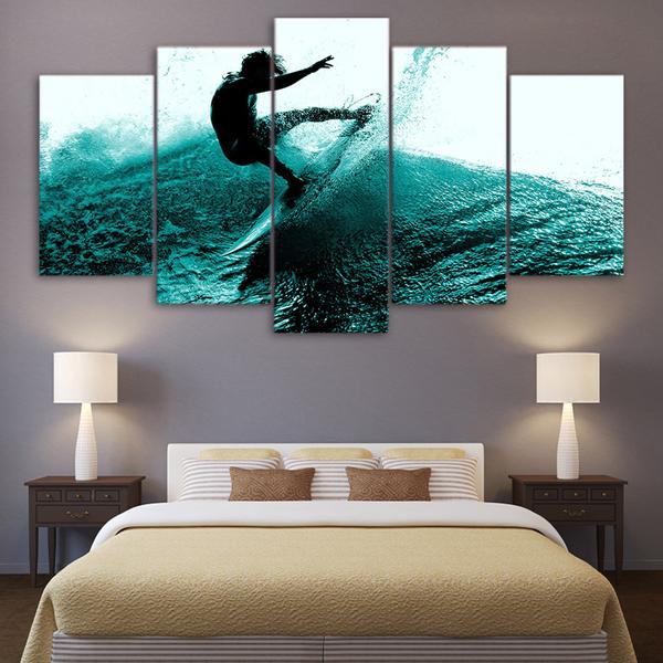 Surfing Hitting The Waves – Sport Canvas Wall Art