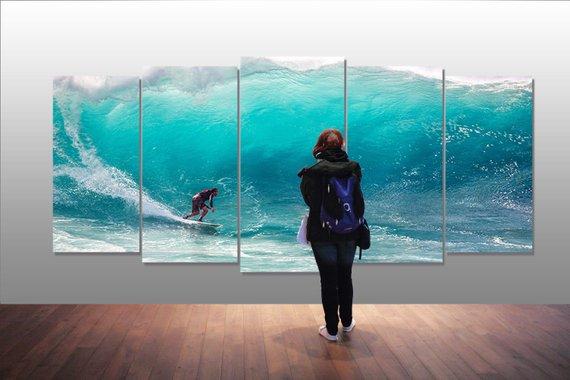 Surfing Man With Big Wave – Nature Canvas Wall Art
