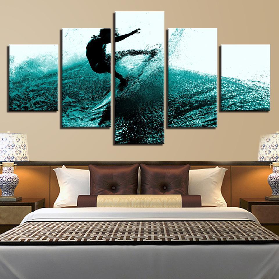 Surfing Surfer Waves Landscape – Sport Canvas Wall Art