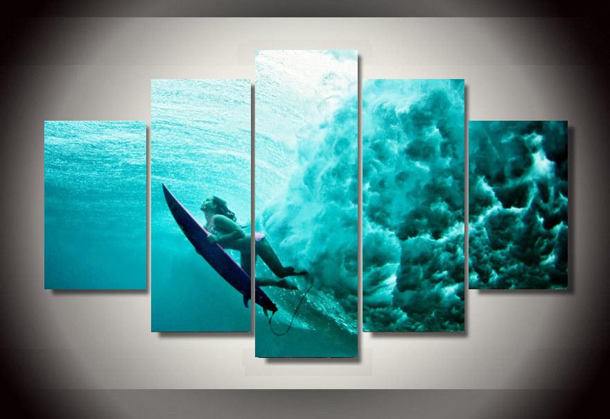 Surfing Underwater – Sport Canvas Wall Art