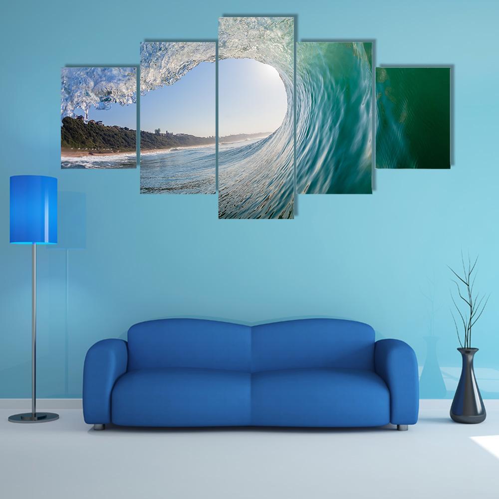 Surfing View Of Hollow Crashing Ocean Wave – Nature Canvas Wall Art