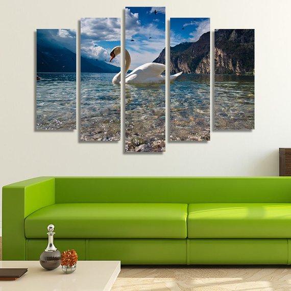 Swan In A Lake 02 – Animal Canvas Wall Art