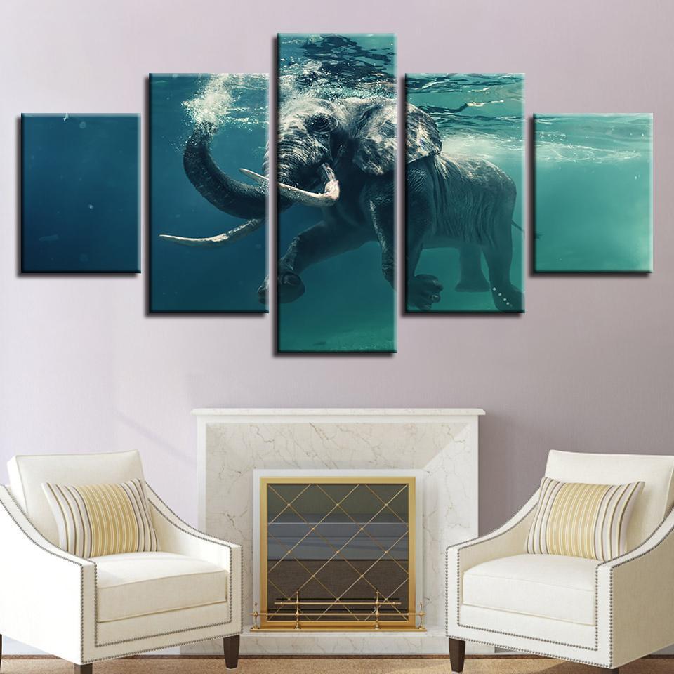 Swimming Elephant – Animal Canvas Wall Art
